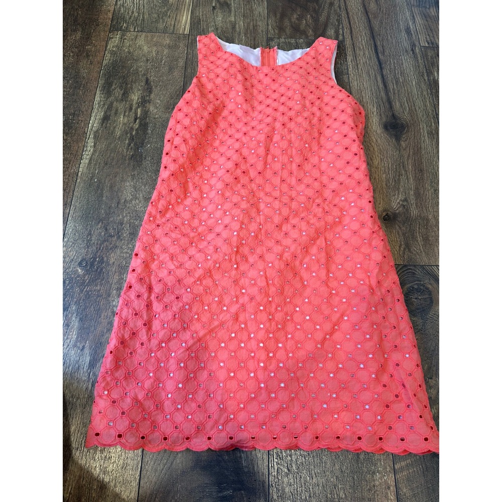 Maggie Breen Too Coral Eyelet‎ Scalloped Hem Dress Girls Size 10